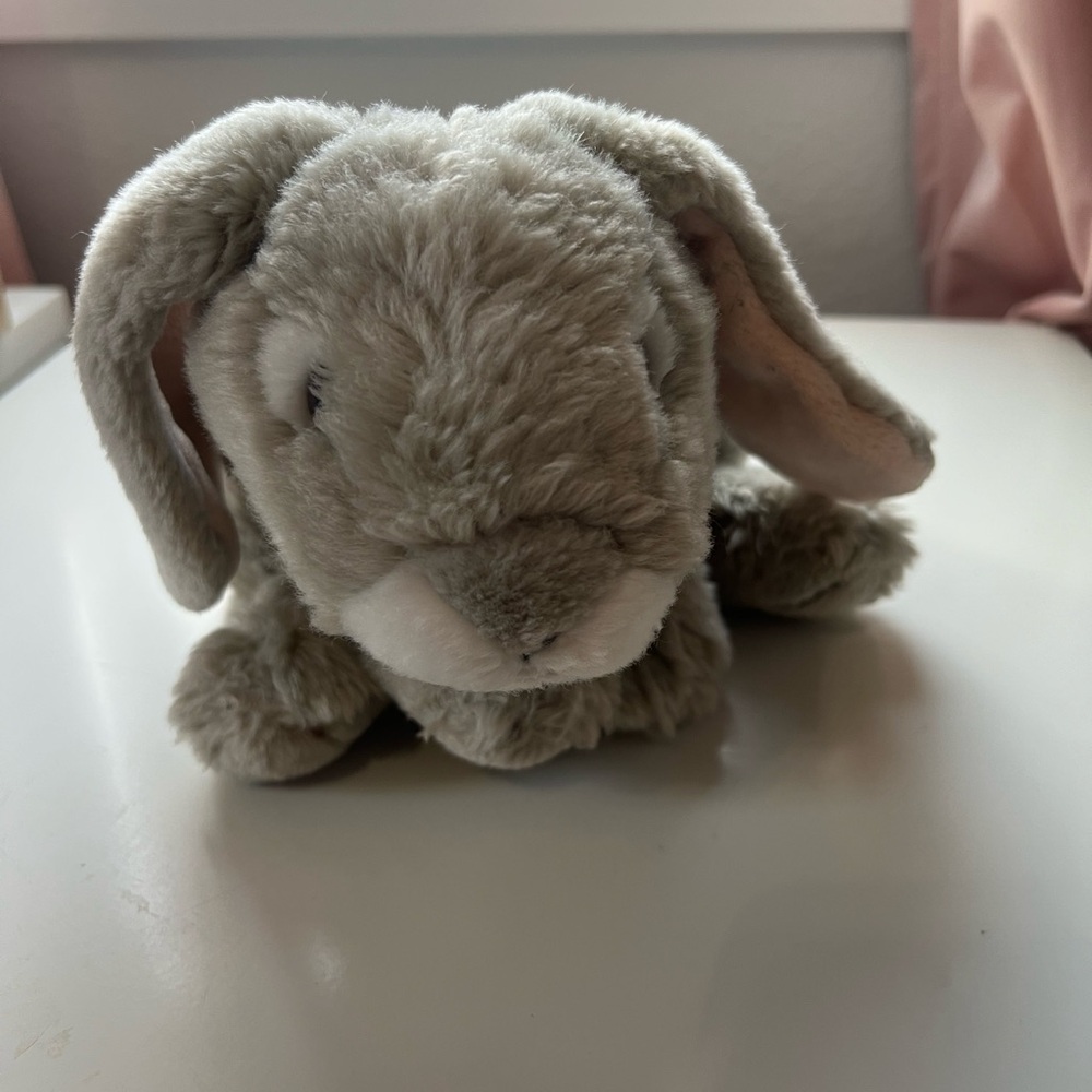 Vintage Frosted Bunny Rabbit Plush Gray White Floppy Weighted  14" Soft Easter